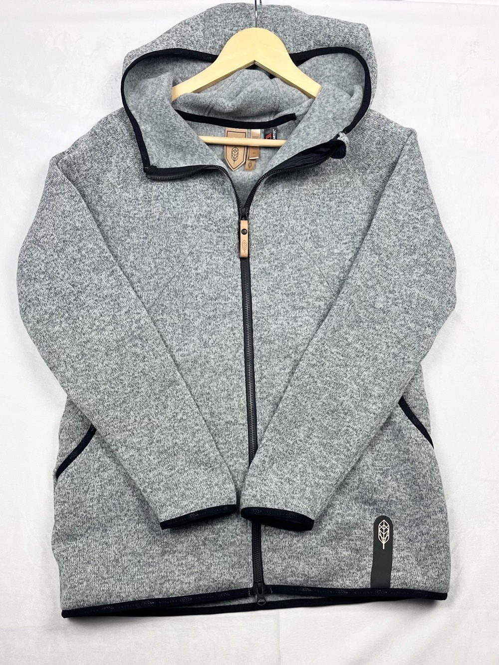 Indygena Gray Knit Fleece Hooded Full Zip Jacket Size Medium